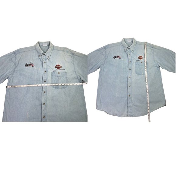 Vintage Blue Point Harley Davidson Button Down- Biker- Embroidered- Men’s XL - Picture 12 of 12